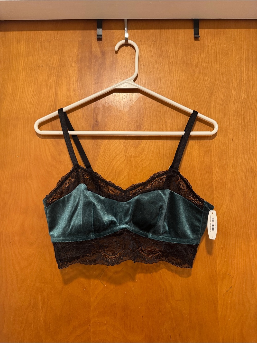 Velvet Lace Bralette in Green and Black - Women's Intimates